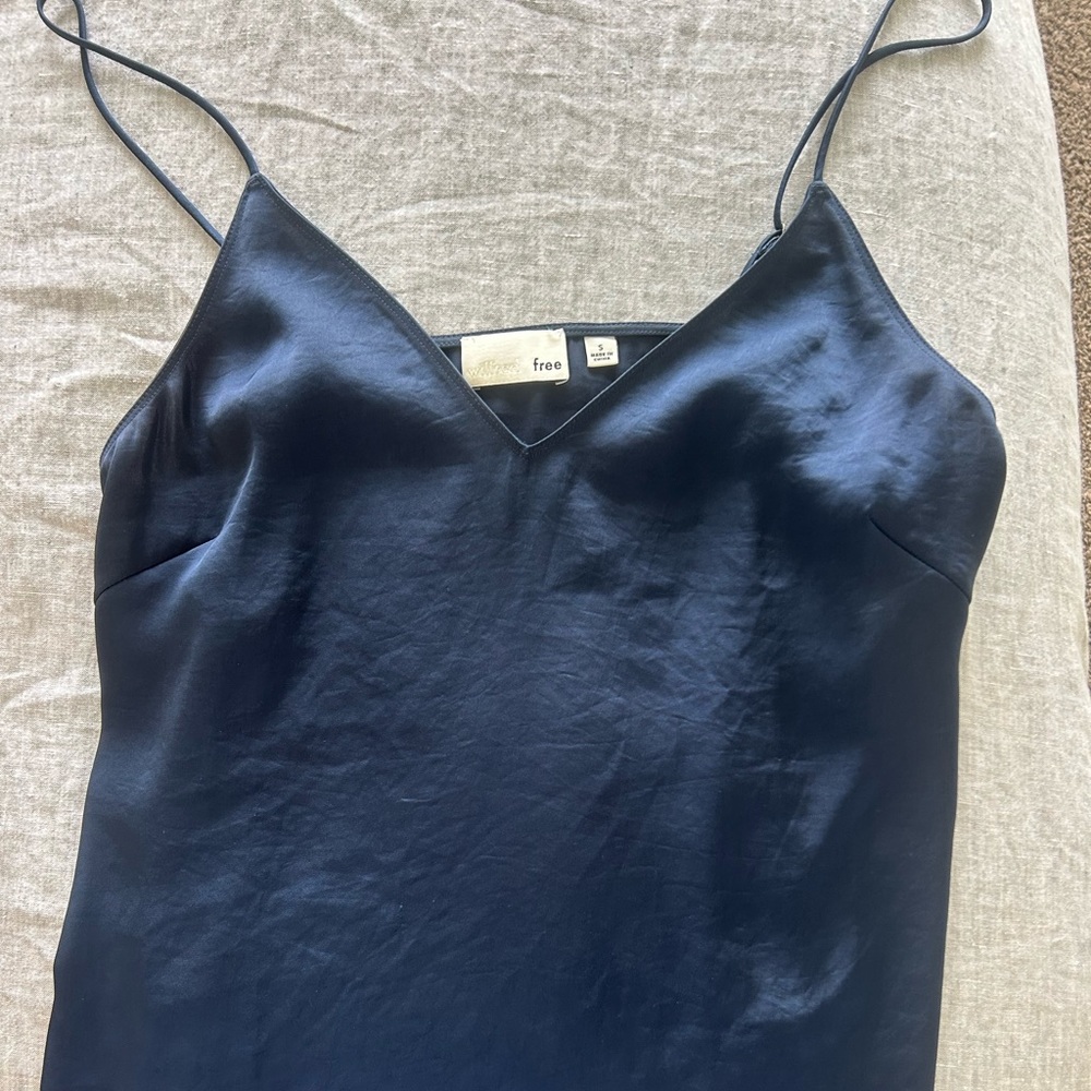 Aritzia silky slip tank top navy blue “summer nights” color